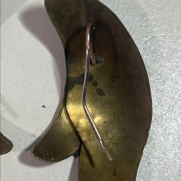 Vintage Brass with Copper accent pierced earrings - Picture 6 of 9